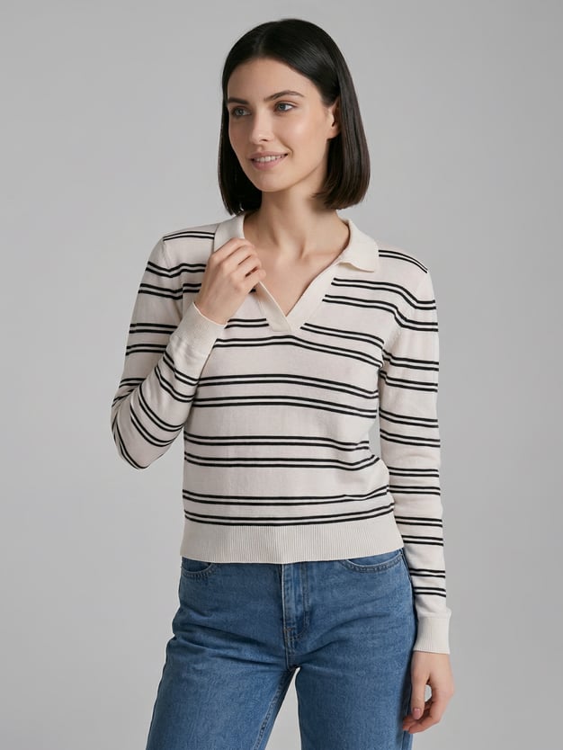 Пуловер трикотажный в полоску
