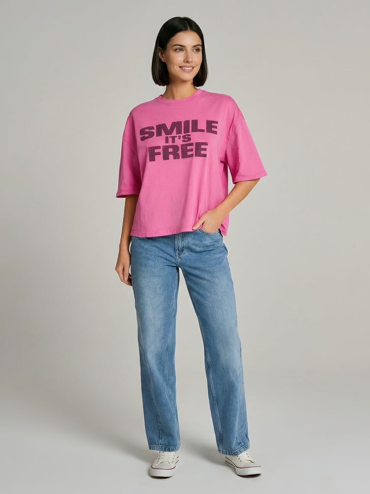 Джинсы прямые со смещенными боковыми швами