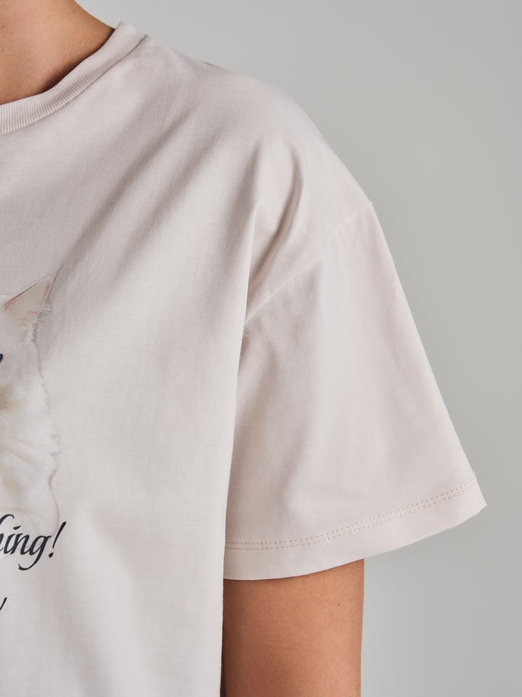 Футболка оверсайз с принтом кошки