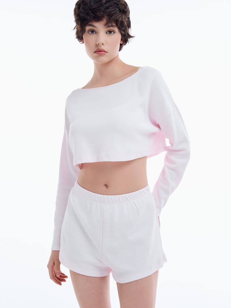 Хлопковая пижама тройка с кофтой топом и шортами