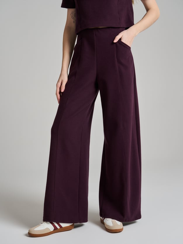 Широкие брюки в рубчик со стрелками