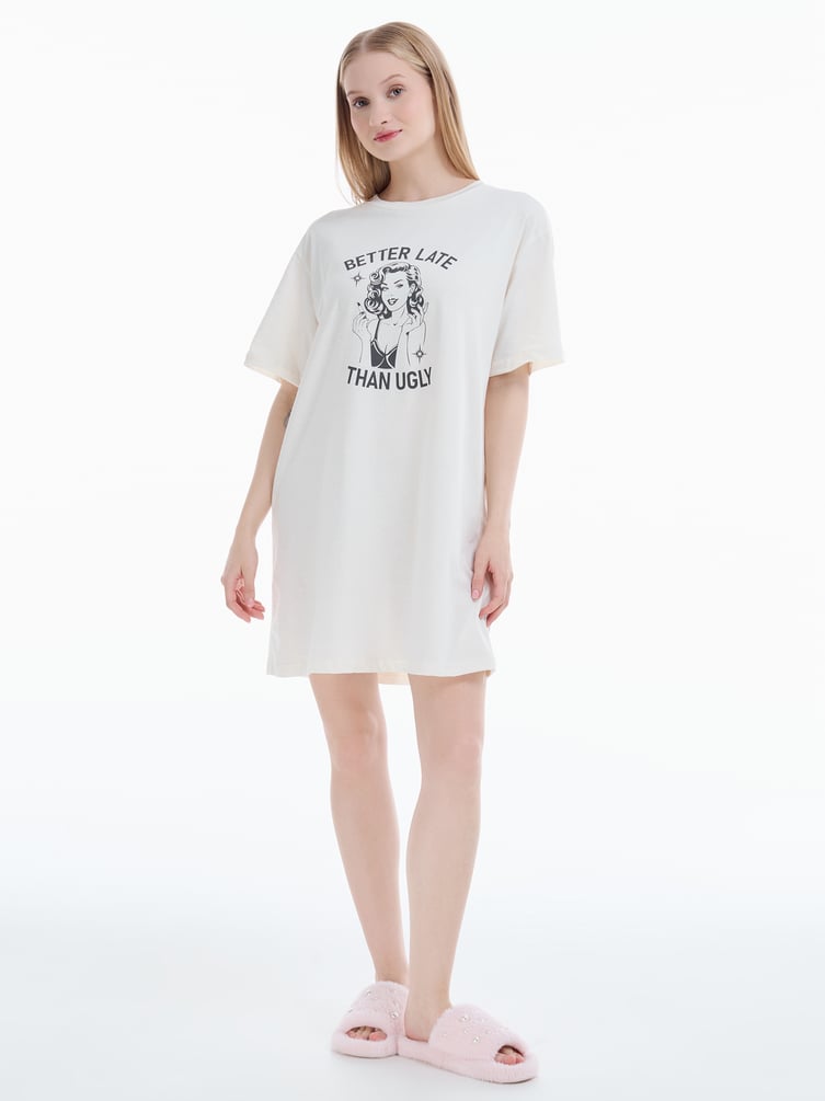 Хлопковая ночная сорочка с принтом