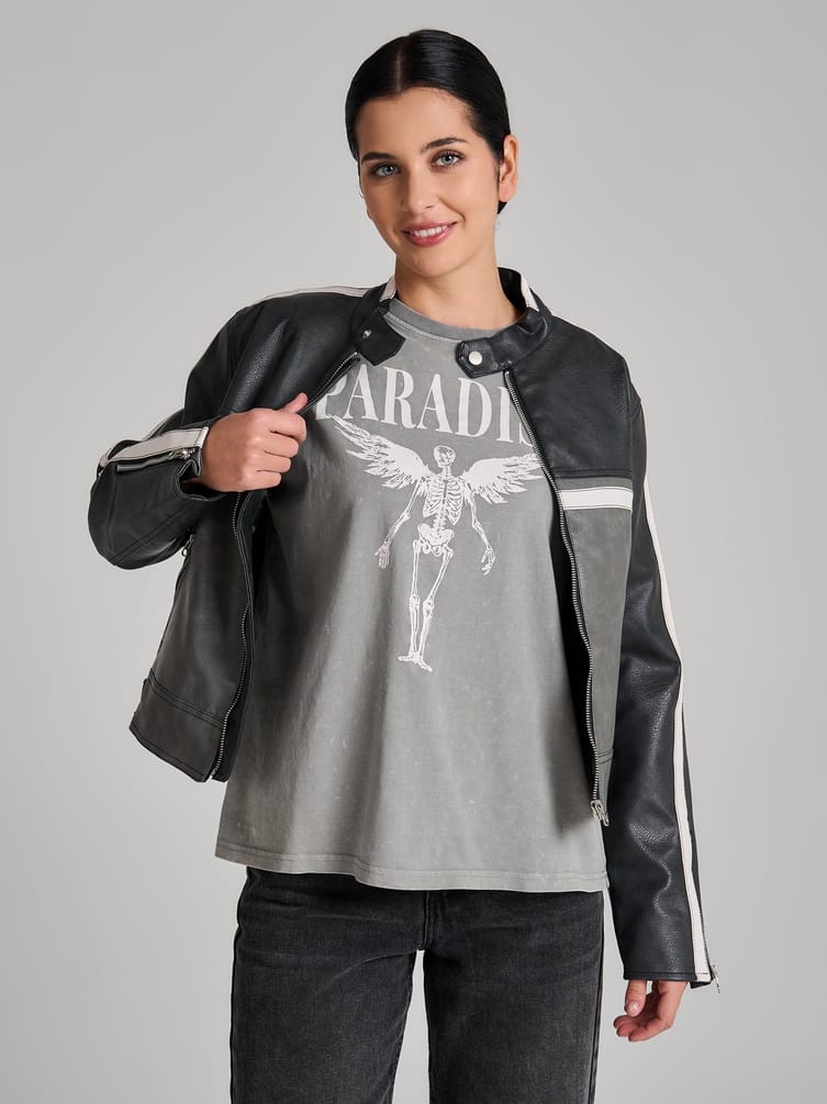 Хлопковая футболка оверсайз варенка с принтом