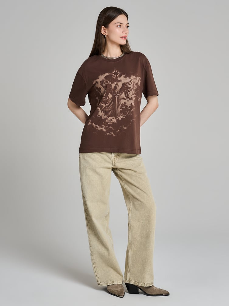 Футболка из хлопка с принтом ангела