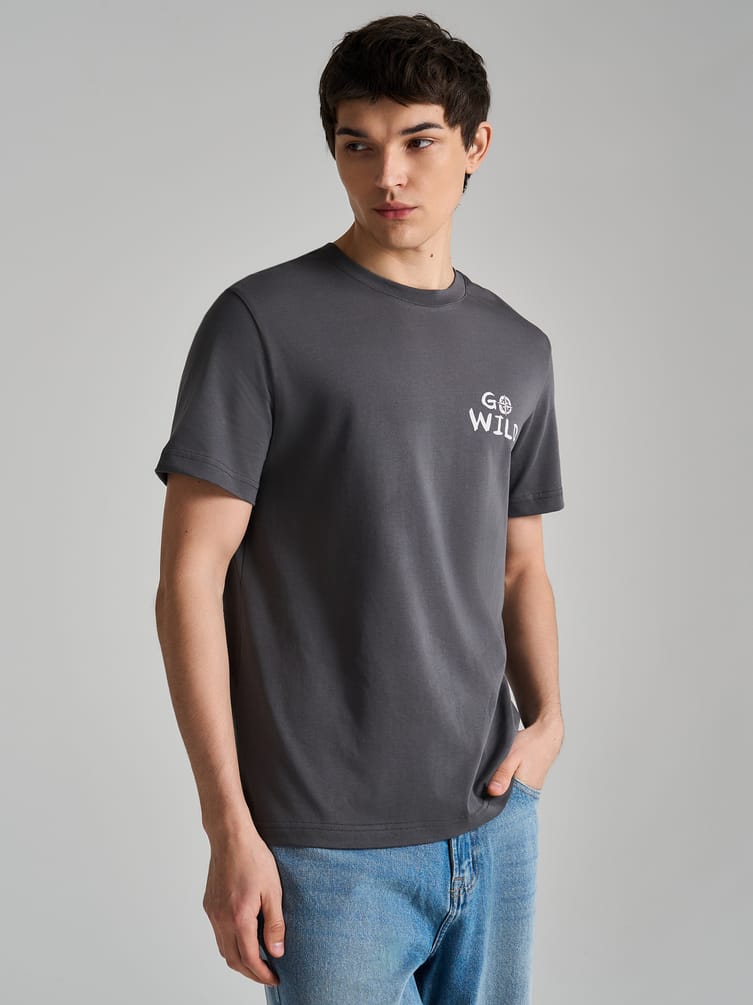 Футболка хлопковая с принтом на спине