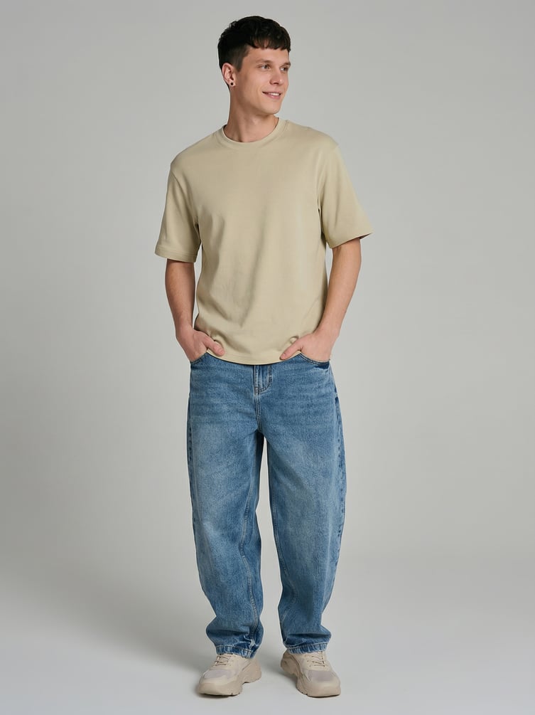 Джинсы багги с вареным эффектом