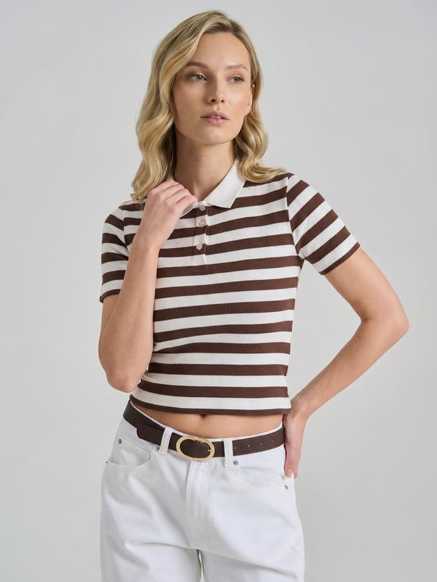 Футболка-поло в полоску