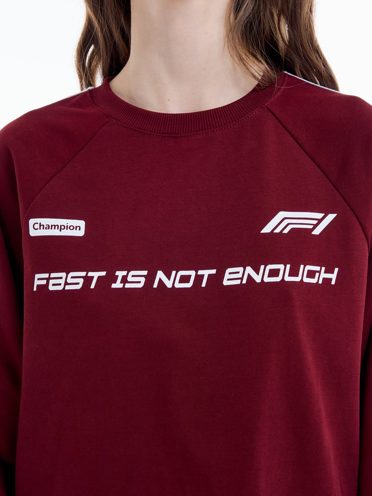 Спортивный лонгслив оверсайз с надписью и лампасами