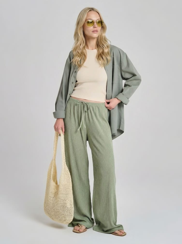 Брюки прямые из жатой ткани