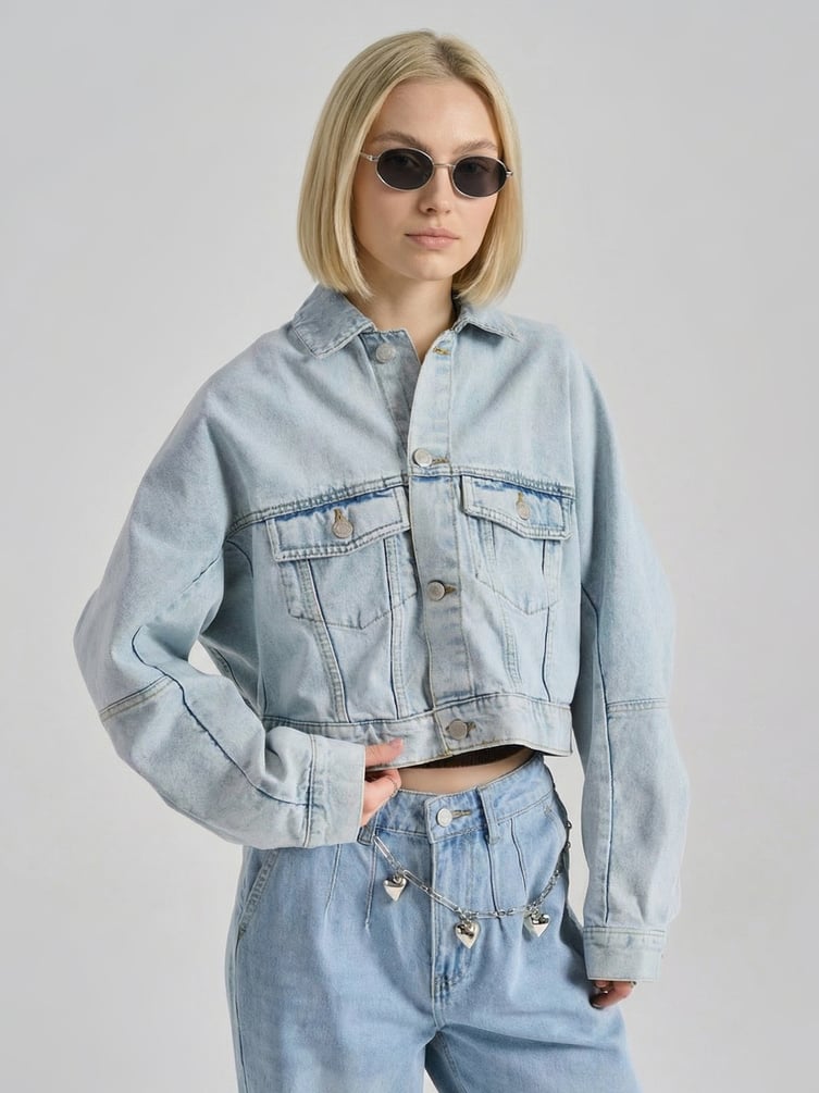 Куртка джинсовая оверсайз укороченная
