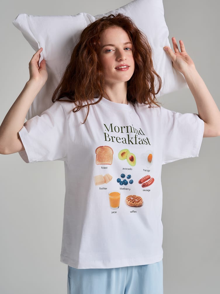 Пижама из хлопка с футболкой и брюками