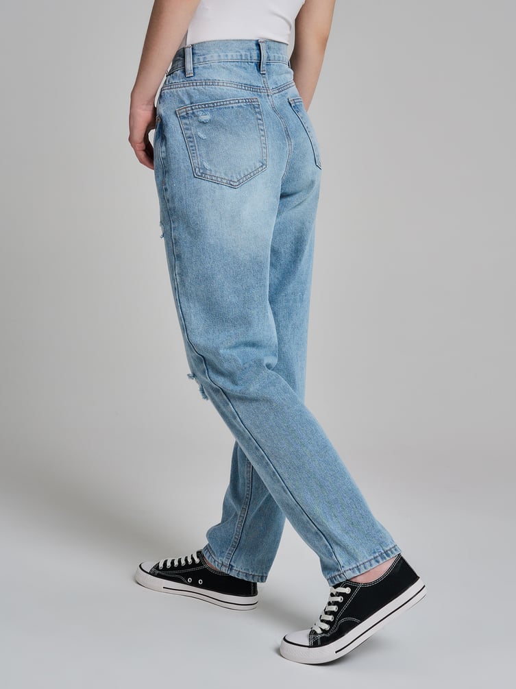 Джинсы момы высокой талией