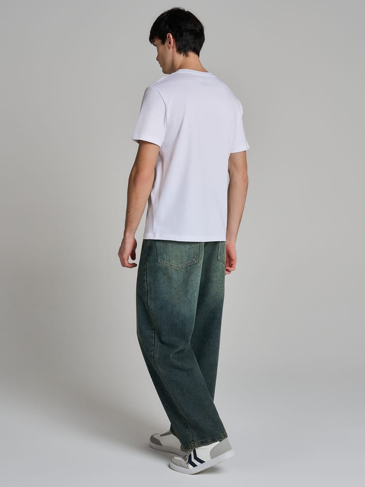 Джинсы багги широкие с вареный эффектом