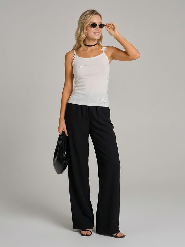 Майка в рубчик с бантиками