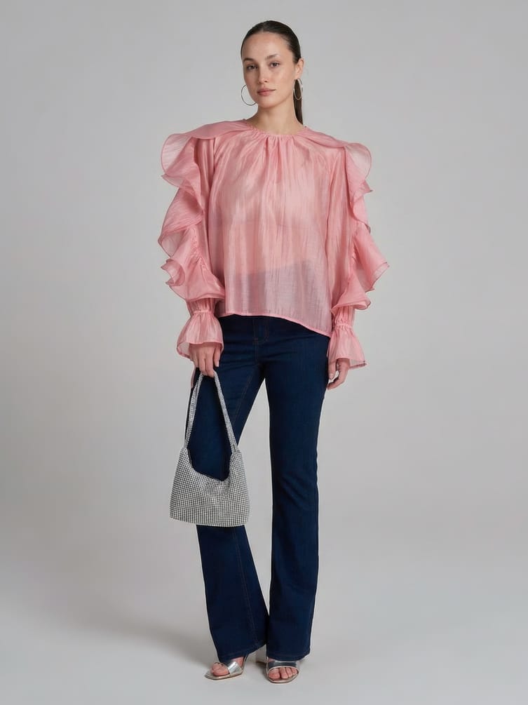 Блузка прозрачная с воланами