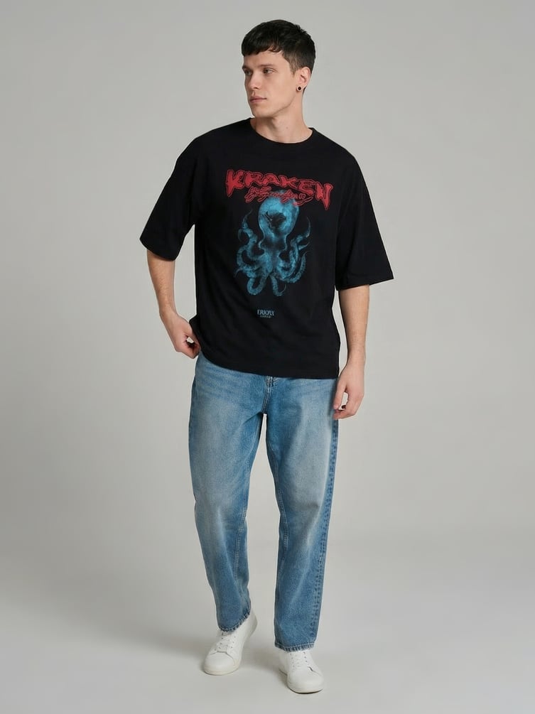 Футболка оверсайз с принтом Кракена