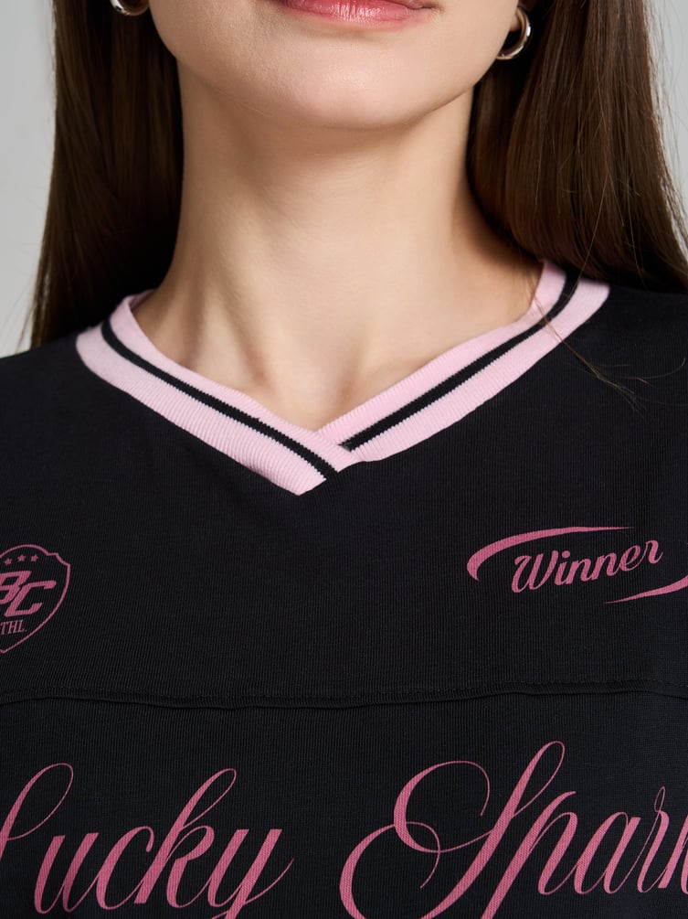 Спортивный лонгслив оверсайз с надписью