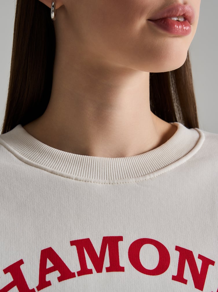 Утепленный свитшот с принтом и начёсом