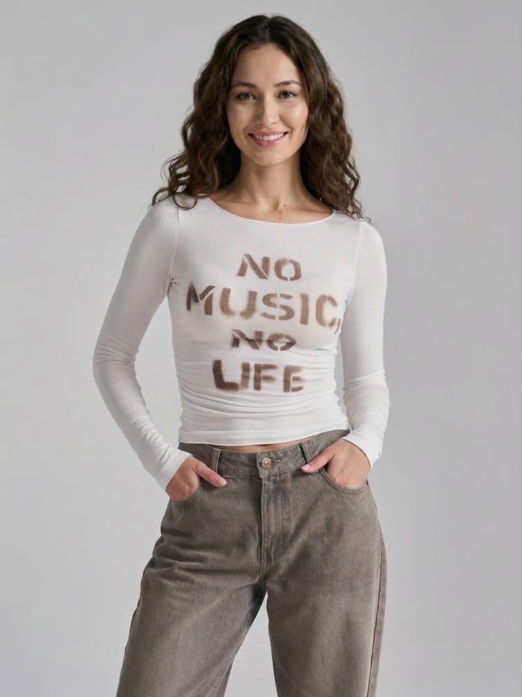 Лонгслив облегающий с надписью