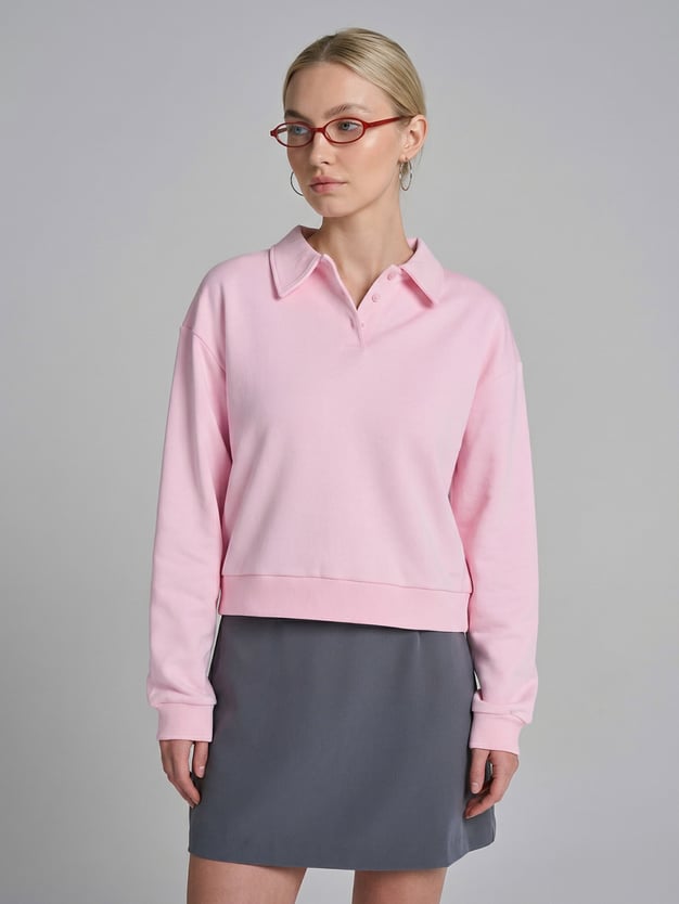 Свитшот без начеса с воротничном