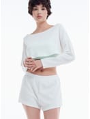 Хлопковая пижама тройка с кофтой топом и шортами