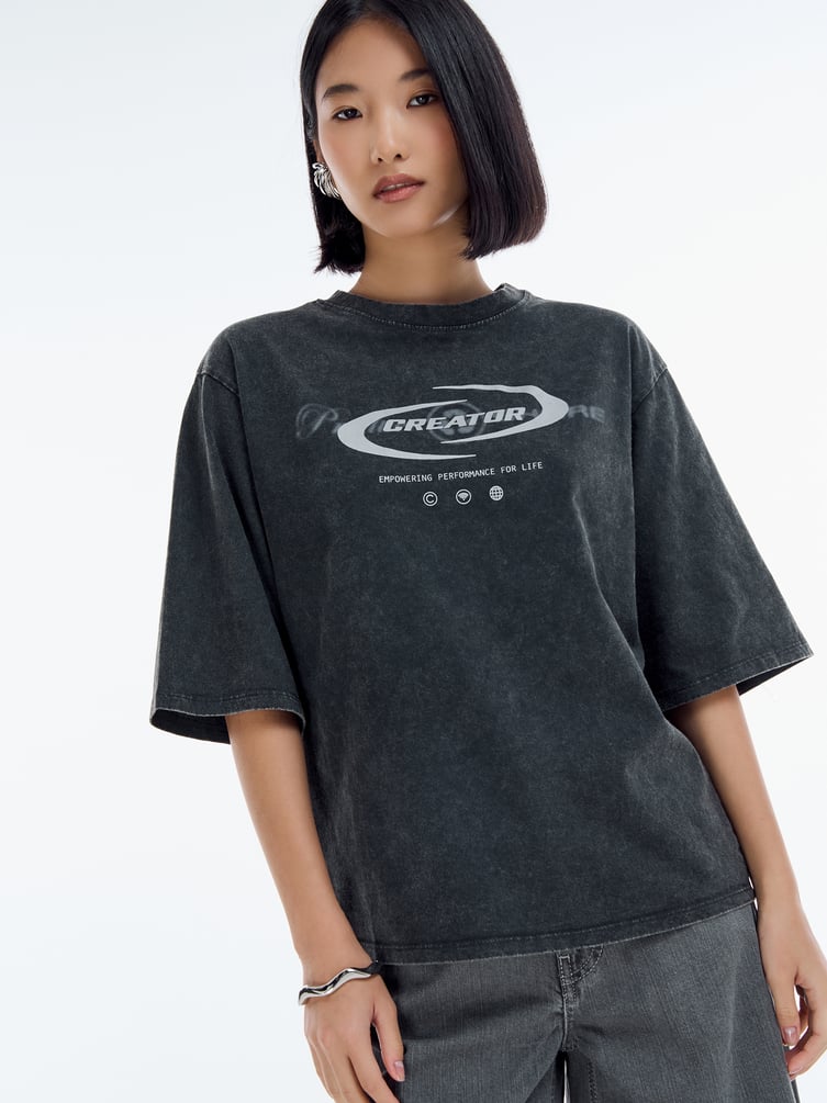 Футболка с вареным эффектом и надписью