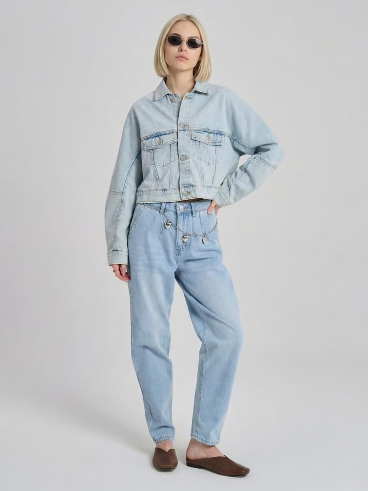 Куртка джинсовая оверсайз укороченная