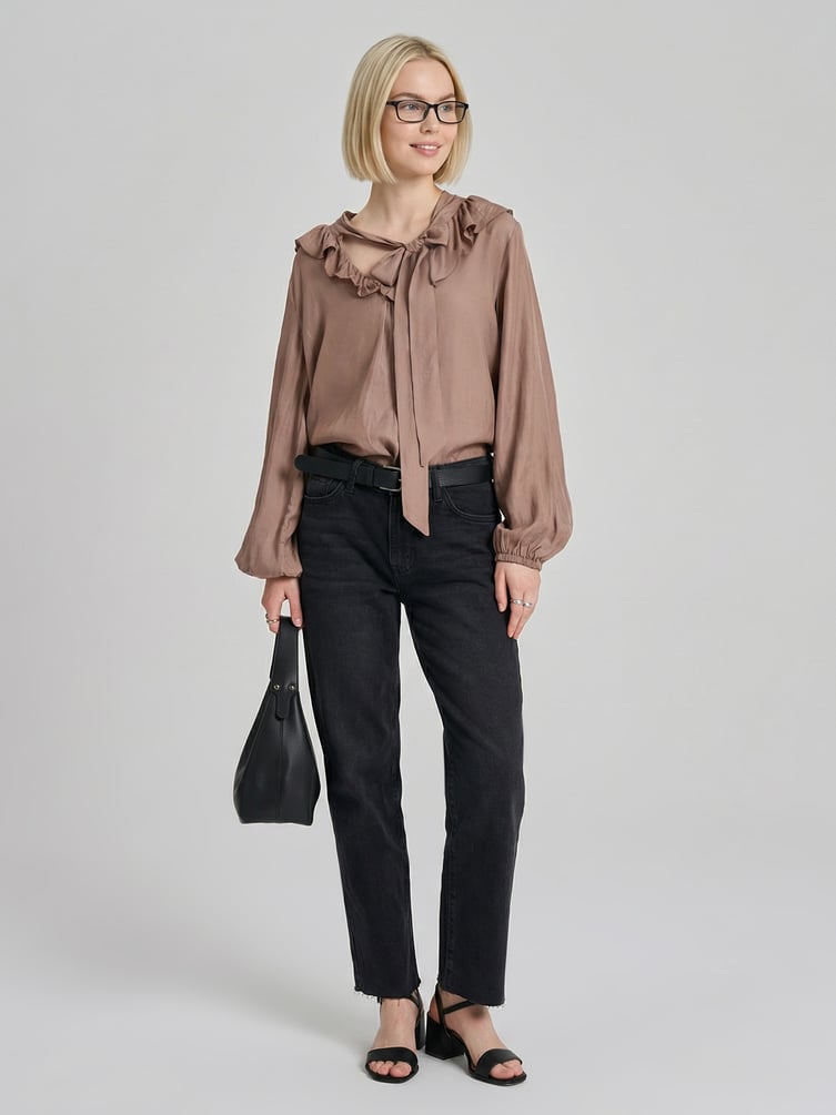 Джинсы прямые с необработанными краями