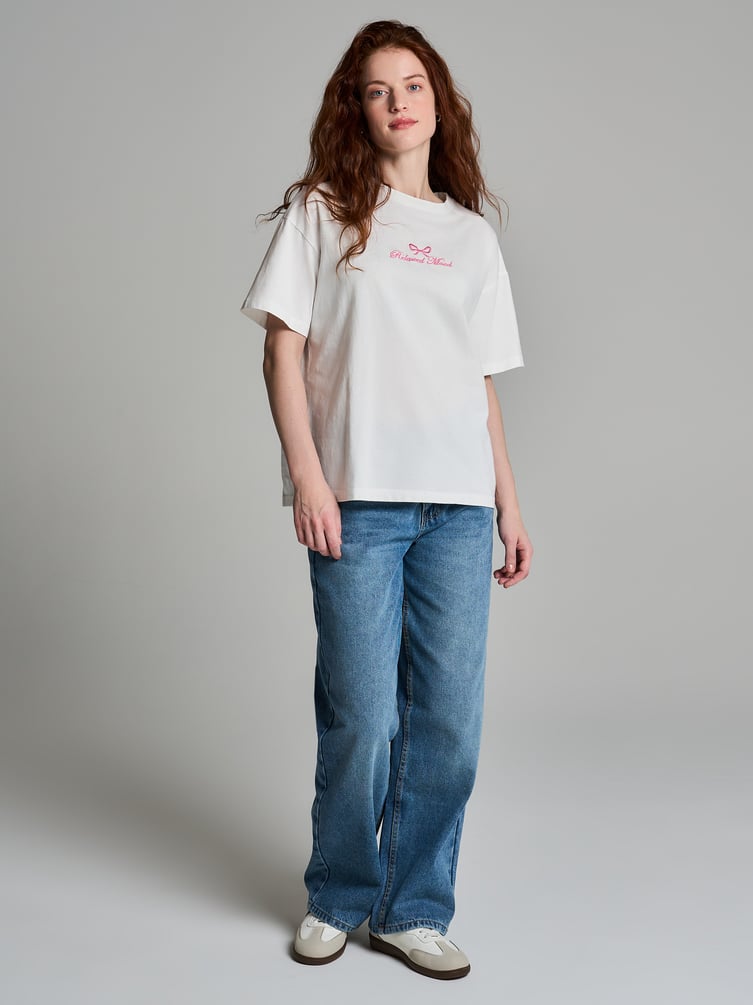 Футболка плотная с принтом банта и надписи