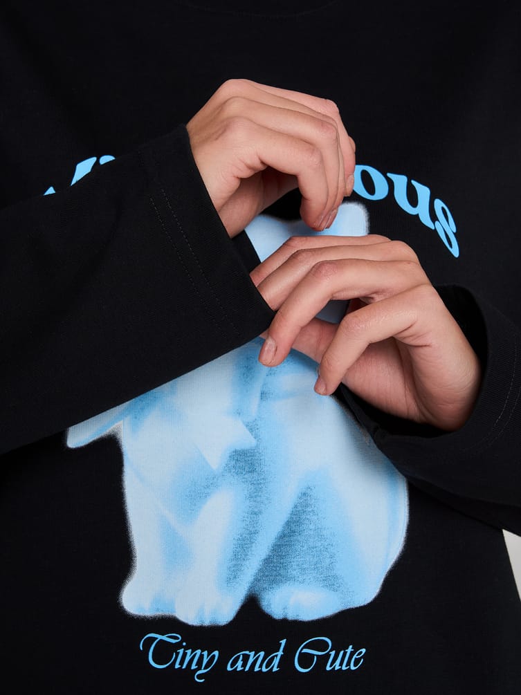 Лонгслив оверсайз с принтом кошки