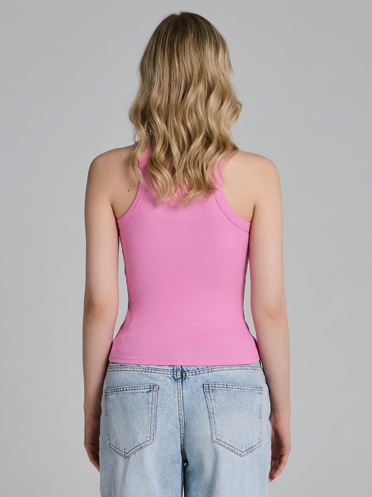 Майка в рубчик на широких бретелях