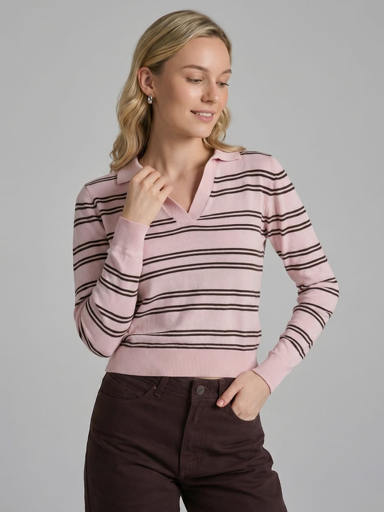 Пуловер трикотажный в полоску