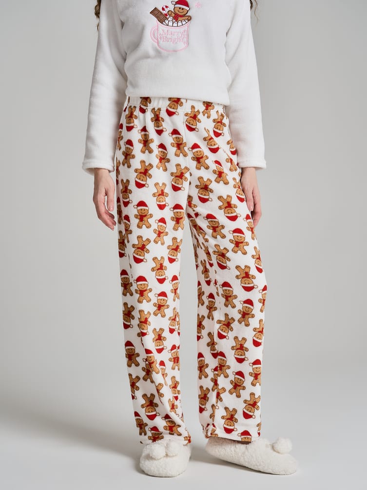 Плюшевая теплая пижама с пряничным человечком