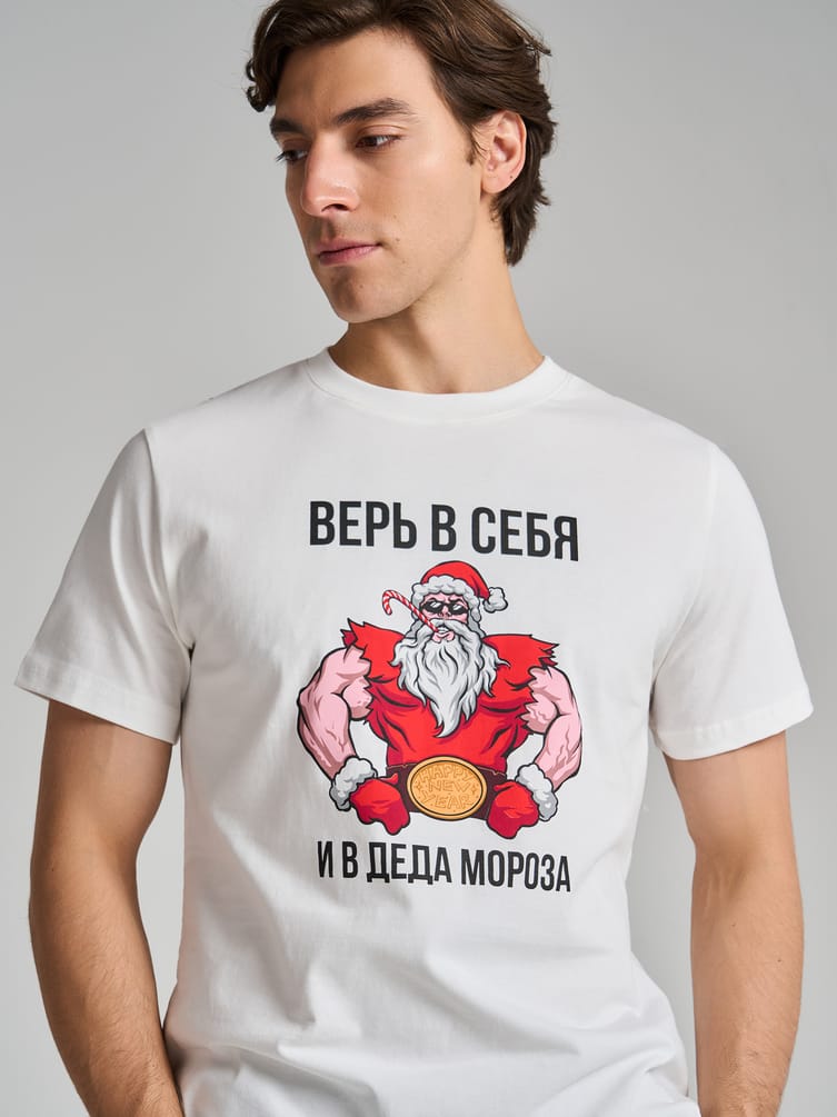 Футболка с принтом Деда Мороза