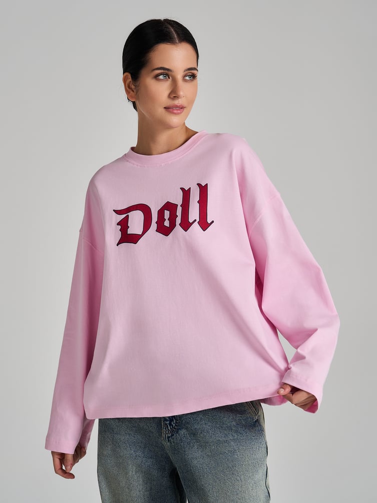 Лонгслив оверсайз с надписью