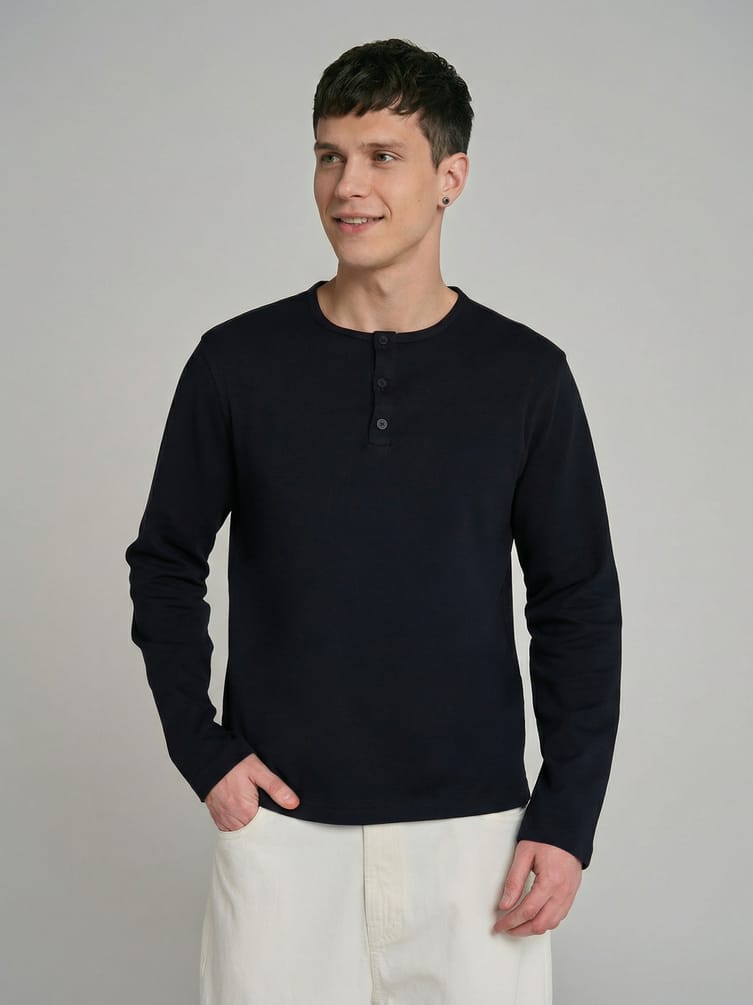 Лонгслив из хлопка с пуговицами