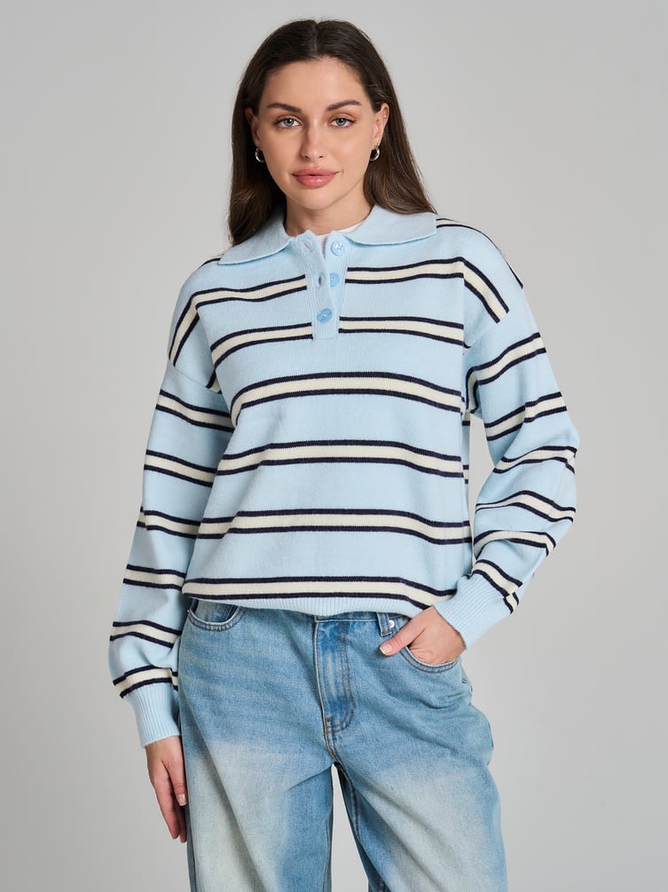 Свитер-поло в полоску