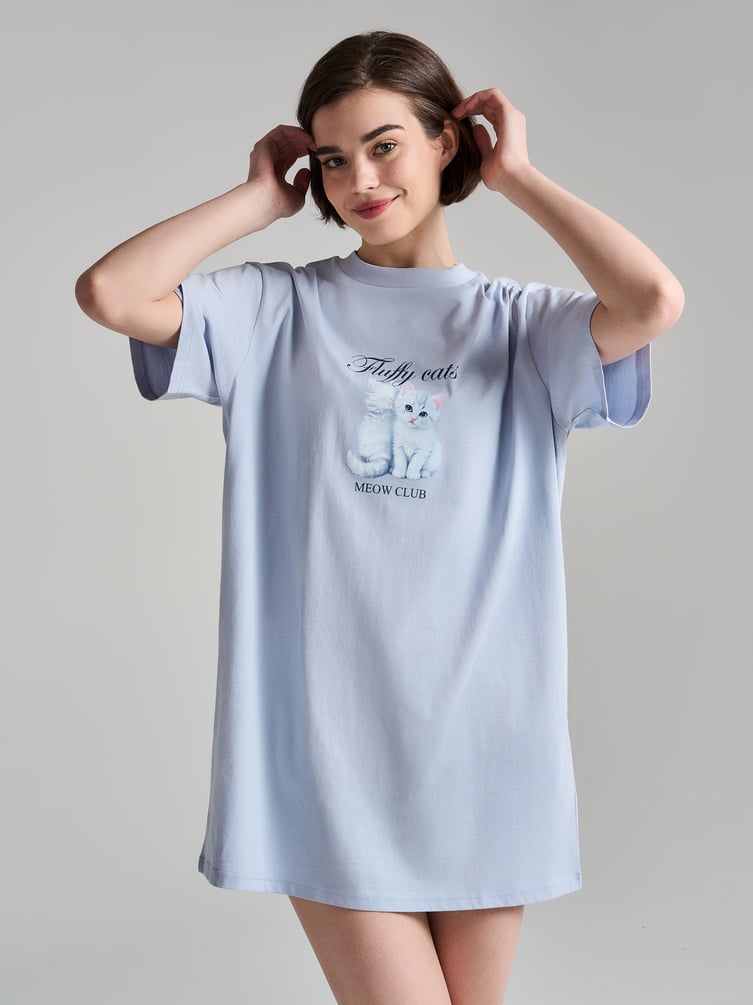 Ночная сорочка из хлопка с принтом