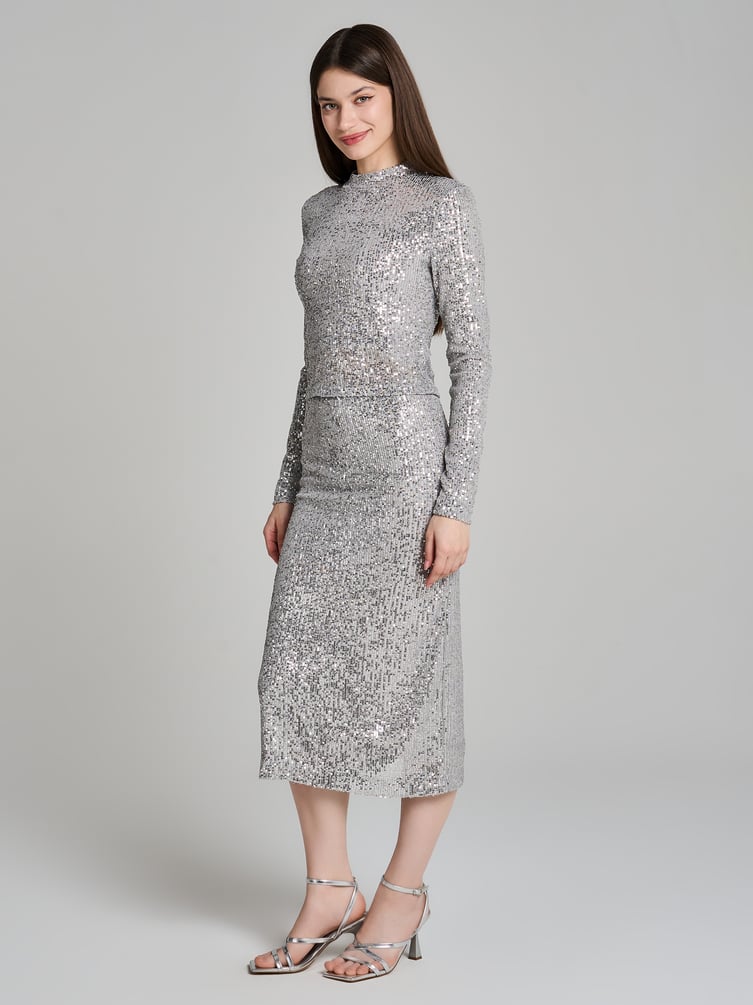 Юбка длинная нарядная с пайетками