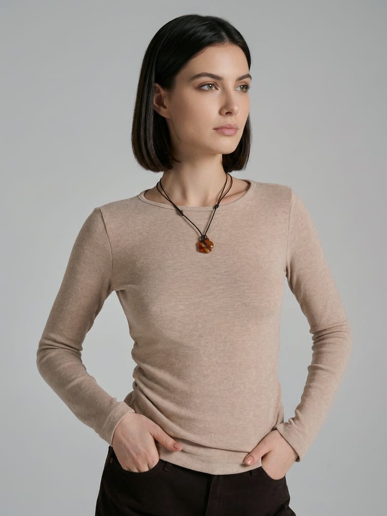 Лонгслив приталенный с драпировкой