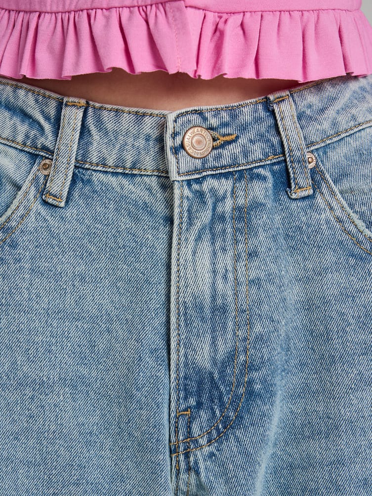 Джинсы широкие с завышенной талией