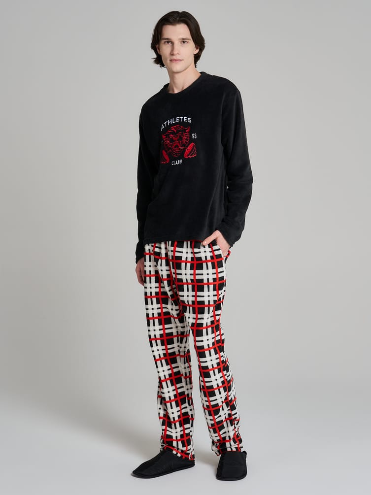 Пижама плюшевая теплая с брюками