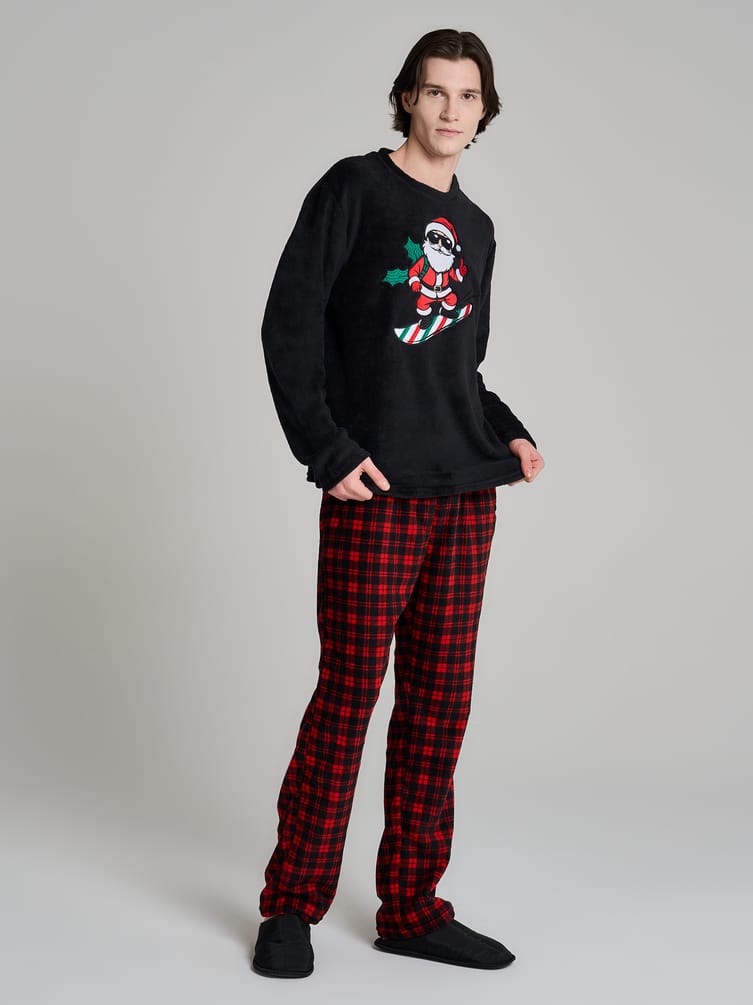 Теплая плюшевая пижама с Санта Клаусом