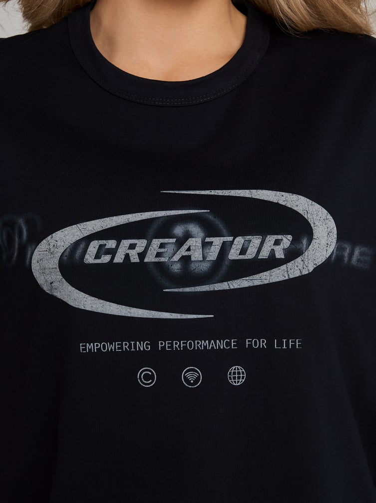 Футболка оверсайз с вареным эффектом надписью