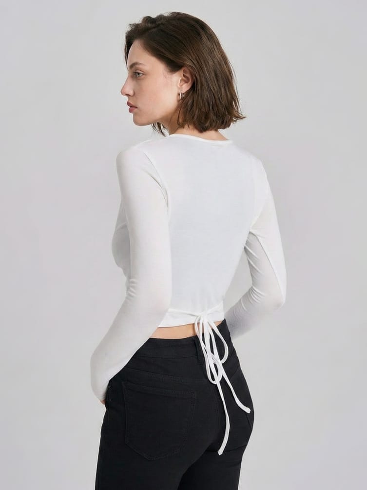 Лонгслив укороченный на запах