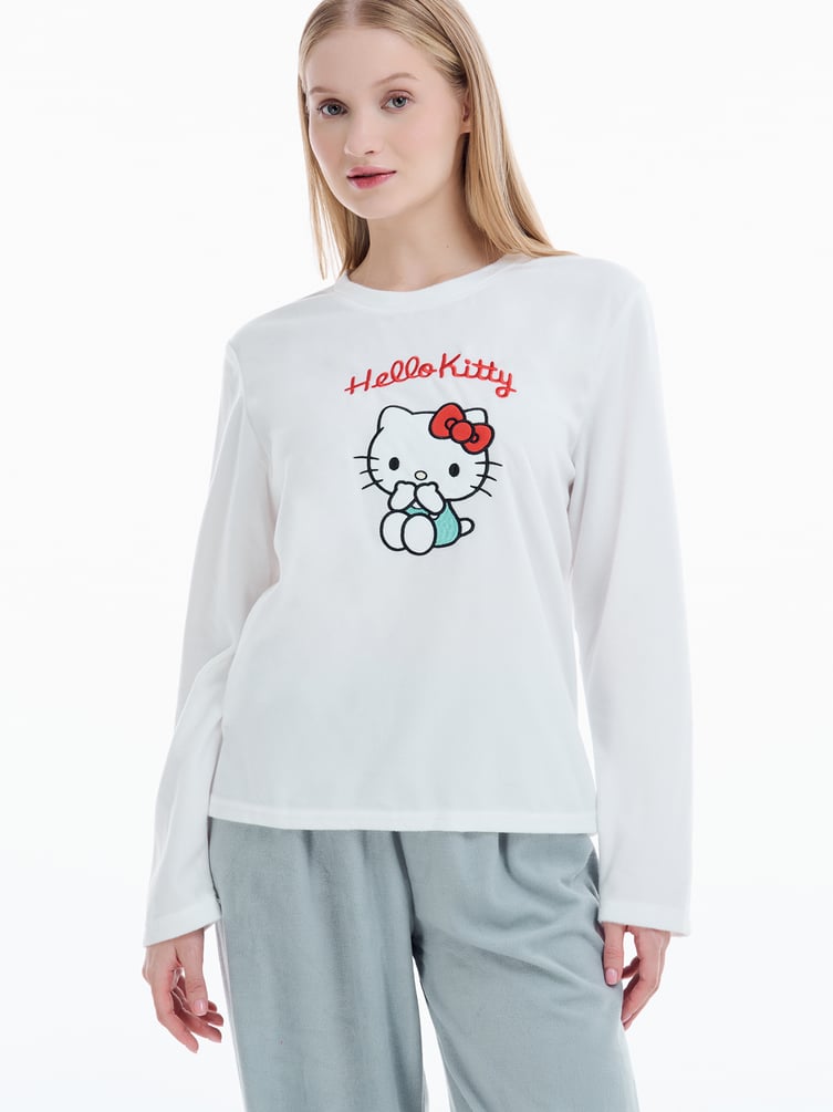 Плюшевая пижама с вышивкой Hello Kitty