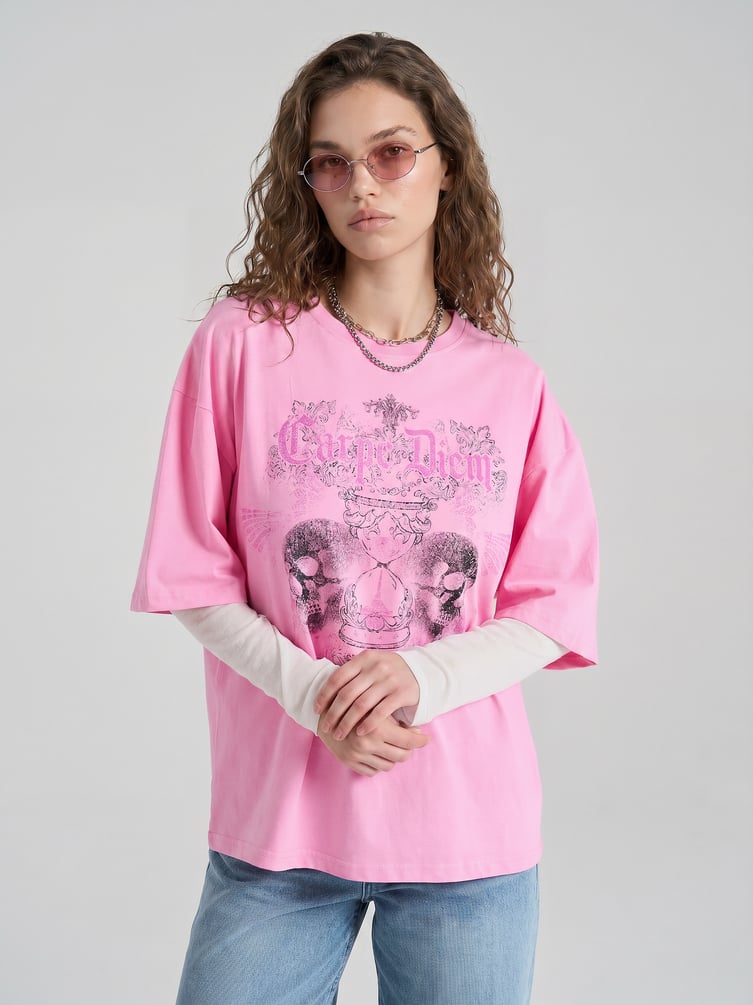 Футболка оверсайз с принтом черепов