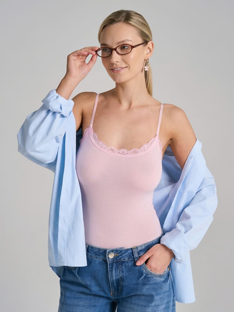 Боди-майка с кружевом