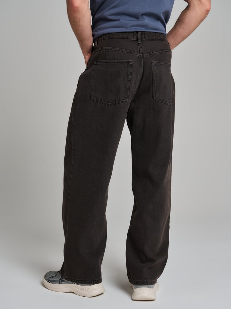 Джинсы багги широкие с вареный эффектом