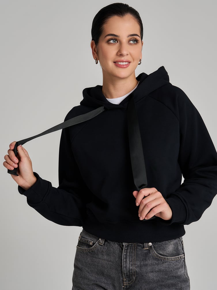 Теплое худи укороченное с начесом